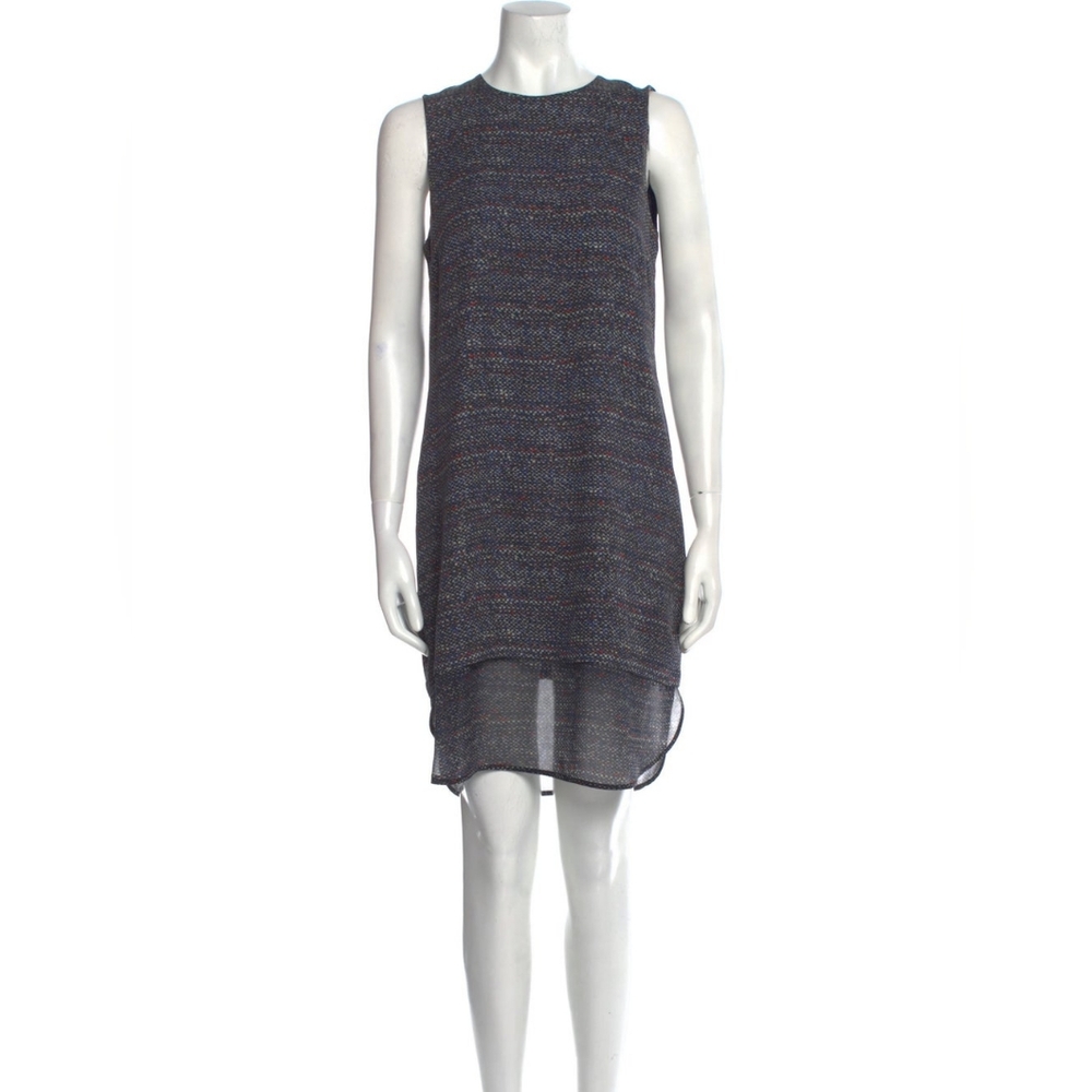 Theory Blue Print Hassil C 100% Silk Layered Sleeveless Shift
